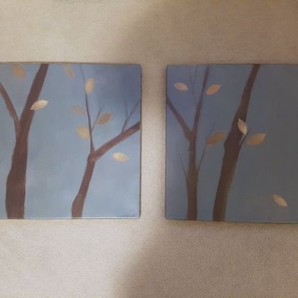 Canvas paintings wall art or wall decor, blue, turquoise, brown, gold - Picture 2 of 4